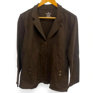 White Lotus Lifestyle Brown Button Jacket Blazer Lots of Stretch Size XL